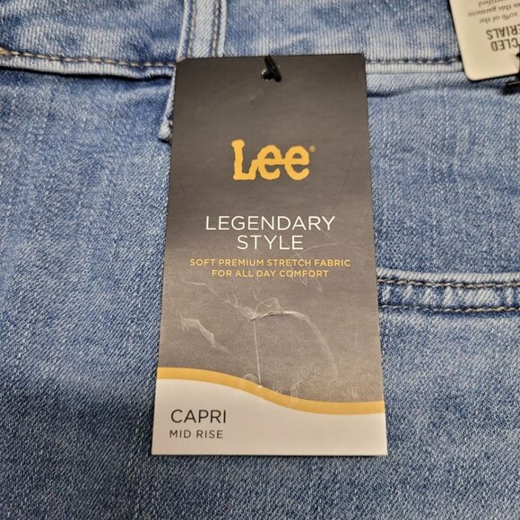 Lee Capri Jeans Womens 12 Medium Mid Rise Legendary Style Light Blue Tags - Picture 7 of 9